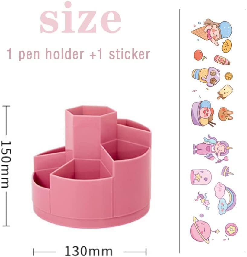 SunnySmile 360° Rotating Creative Pen Holder, Rotating Pen Holder,Rotating Pen Holder for Children Pink,Rotating Kids Desk Organiser,Multifunctional Table Organiser for Office, Dressing Table