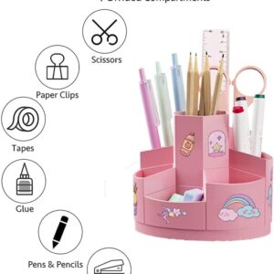 SunnySmile 360° Rotating Creative Pen Holder, Rotating Pen Holder,Rotating Pen Holder for Children Pink,Rotating Kids Desk Organiser,Multifunctional Table Organiser for Office, Dressing Table