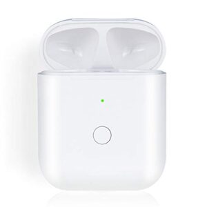 kenko back wireless charging case compatible with airpods 1 & 2 generation, replacement charger case with bluetooth pairing sync button, white