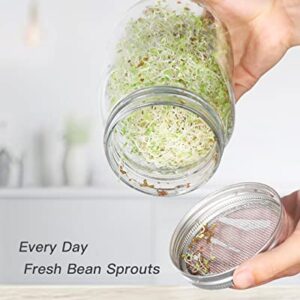 RAYPLE Sprouting Jar Kit, 2 Wide Mouth Mason Jars, Premium Stainless Steel Screen Sprout Lids, Blackout Sleeves, Tray, Stand, Sprouting Kit for Growing Broccoli,Alfalfa,Mung Bean