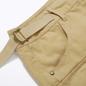 Khaki Mini Cargo Skirt for Women Low Waist Y2k Short Denim Jean Skirt (Khaki, M)