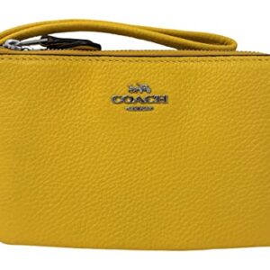 COACH Pebbled Leather Double Corner Zip Wristlet Canary Style No 6649