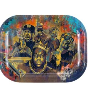 Greatest Rappers Cigarette Metal Rolling Tray 7"x5.5" Perfect Accessory for Rolling Papers and PreRolled Cones