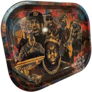 Greatest Rappers Cigarette Metal Rolling Tray 7"x5.5" Perfect Accessory for Rolling Papers and PreRolled Cones