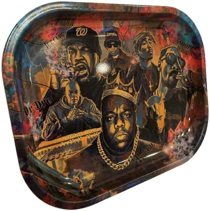 Greatest Rappers Cigarette Metal Rolling Tray 7"x5.5" Perfect Accessory for Rolling Papers and PreRolled Cones