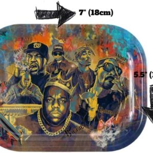 Greatest Rappers Cigarette Metal Rolling Tray 7"x5.5" Perfect Accessory for Rolling Papers and PreRolled Cones