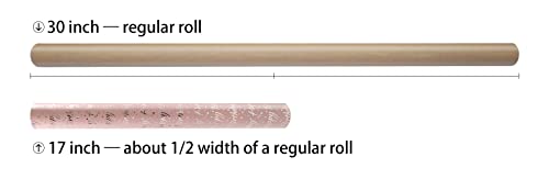 LDGOOAEL Mini Short Small Birthday Wrapping Paper Roll (17" X 120") - Pink with Silver Foil for Holiday, Mothers Day, Birthday, Wedding, Baby Shower