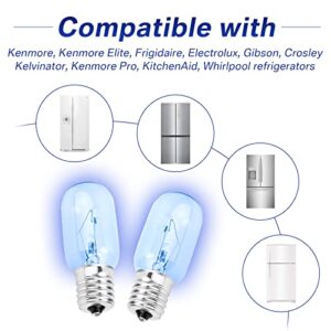ANTOBLE Refrigerator Light Bulb 40 Watt 297048600 241552802 Compatible with Frigidaire Kenmore Whirlpool Electrolux KitchenAid Fridge Light Bulbs Replacement Freezer Bulb T8 E17 Lamp Light, 2 Pack