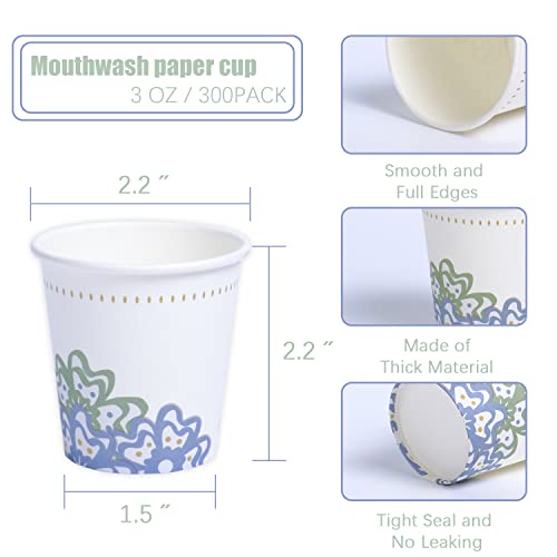 Lamosi 300 Pack 3 oz Disposable Bathroom Cups, 3oz Paper Cups for Bathroom, Mouthwash Cups, Mini Paper Cups for Parties, Picnics, Barbecues, Travel and Events