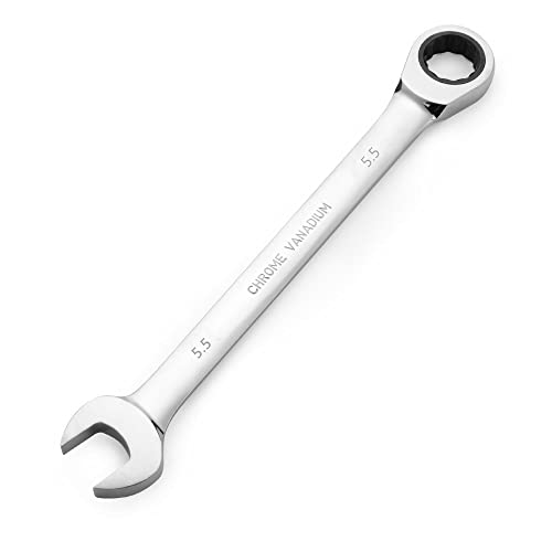 FLZOSPER 5.5mm Metric Ratchet Wrench,Box End Head 72-Tooth Ratcheting Combination Wrench Spanner