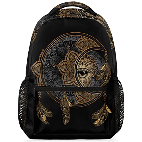 Backpack Boho Moon Sun Witchy Dream Catcher Laptop Computer Backpacks Waterproof College School Bookbag Casual Travel Hiking Camping Daypack for Women Men