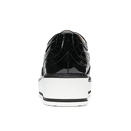 Bruno Marc Women's Platform Oxfords Lace-Up Wingtip Brogue Shoes Black, Size 8, SBOX2315W