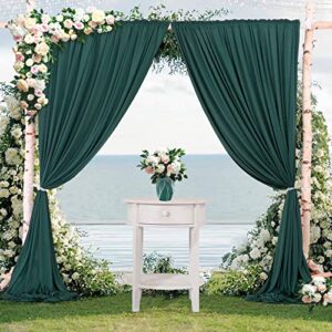 CO-AVE 10x10ft Hunter Green Backdrop Curtains for Parties Baby Shower Wedding Photo Backdrop Drapes Decorations Wrinkle Free Chiffon Fabric Dark Green Background Curtains 5x10ft, 2 Panels