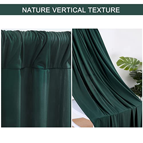 CO-AVE 10x10ft Hunter Green Backdrop Curtains for Parties Baby Shower Wedding Photo Backdrop Drapes Decorations Wrinkle Free Chiffon Fabric Dark Green Background Curtains 5x10ft, 2 Panels