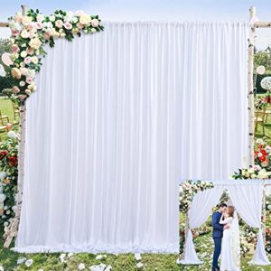 co-ave white backdrop curtain for parties 10x7ft wrinkle free wedding baby shower curtain backdrop for birthday party background decorations white chiffon fabric drapes 5x7ft, 2 panels