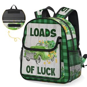 YPPAHHHH Toddler Backpack St Patricks Quote Loads Of Luck Kids Backpacks for Boys Girls Preschool Bags with Chest Strap and Names Tag, Lightweight Nursery Rucksack