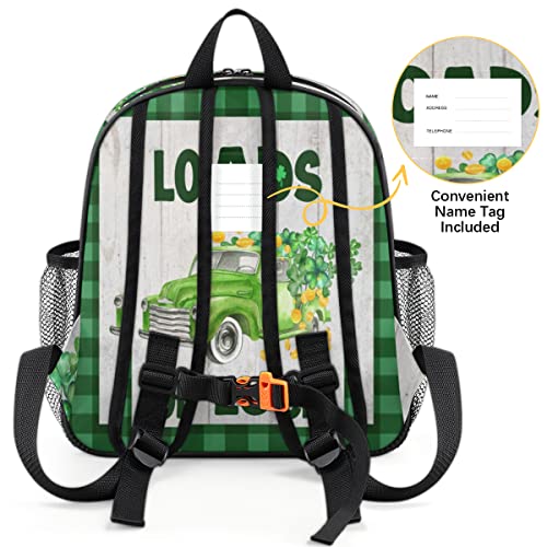 YPPAHHHH Toddler Backpack St Patricks Quote Loads Of Luck Kids Backpacks for Boys Girls Preschool Bags with Chest Strap and Names Tag, Lightweight Nursery Rucksack