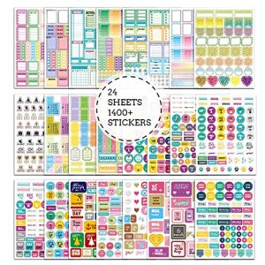 Planner Stickers for Adults - 1400+ Daily Planner Stickers and Accessories, Calendar Stickers for Adults Planner Aesthetic (24 Pack)