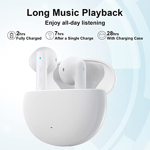 Edifier X2 Bluetooth Wireless Headphones Earbuds with Microphone, Lightweight Stereo in Ear Earphones 28H Playtime with Charging Case, White