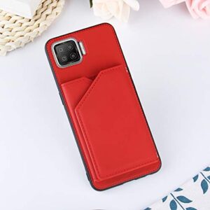 NVWA Compatible with Oppo F17 Phone Case, Red Back Phone Cover Leather Wallet Magnetic Closure Credit Card Slot Holder Kickstand Heavy Duty Protection Without Wrist Strap Shockproof Protective