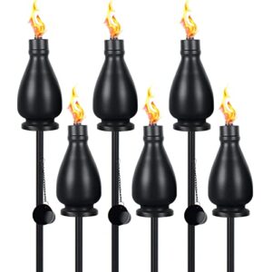 tewei 6 pack metal citronella torches outdoor, 60 inch garden torches for outside, upgraded metal torches for yard, black tabletop torch decorative light for backyard pathway patio party