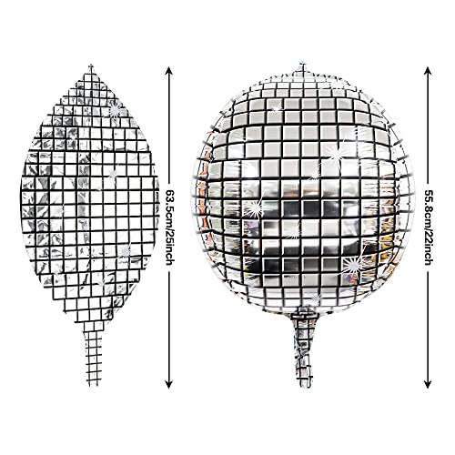 Disco Ball Balloons, 6 PCS, Disco Balloons, Disco Party Decorations, 22 Inch 4D Silver Disco Balloons, Disco Ball Decorations, Disco Ball Balloon, Disco Party Supplies, 70s 80s 90s Party Decorations