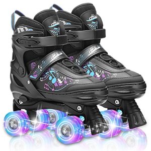hikole roller skates for girls and boys,4 size adjustable kids roller skates with 8 light up wheels,toddler skates for outdoor & indoor