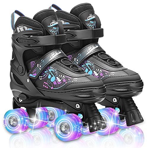 Hikole Roller Skates for Girls and Boys,4 Size Adjustable Kids Roller Skates with 8 Light Up Wheels,Toddler Skates for Outdoor & Indoor