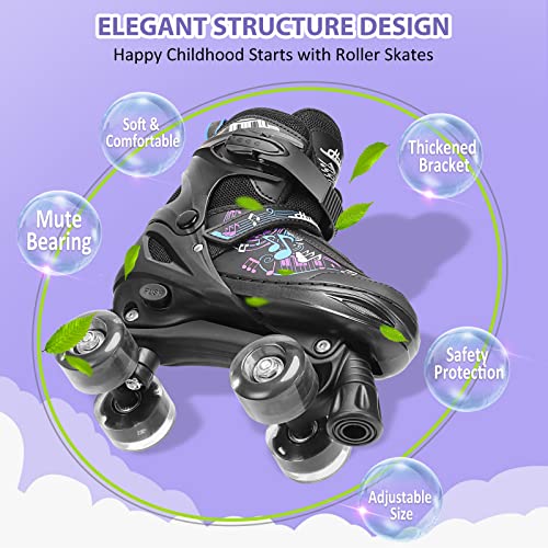 Hikole Roller Skates for Girls and Boys,4 Size Adjustable Kids Roller Skates with 8 Light Up Wheels,Toddler Skates for Outdoor & Indoor