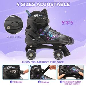 Hikole Roller Skates for Girls and Boys,4 Size Adjustable Kids Roller Skates with 8 Light Up Wheels,Toddler Skates for Outdoor & Indoor
