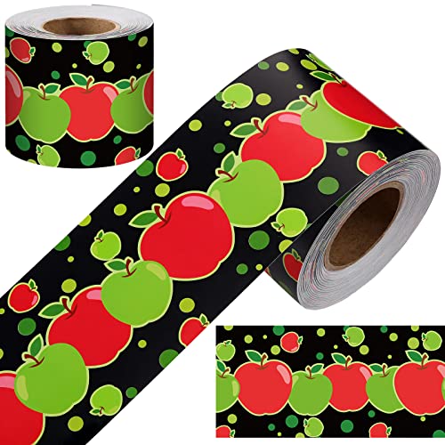 Sherr 72.18 ft Apple Border Trim Apples Shape Bulletin Board Border Apple Pattern Border Rolled Bulletin Board Decorations for Classroom Chalkboard School Kitchen Cottage