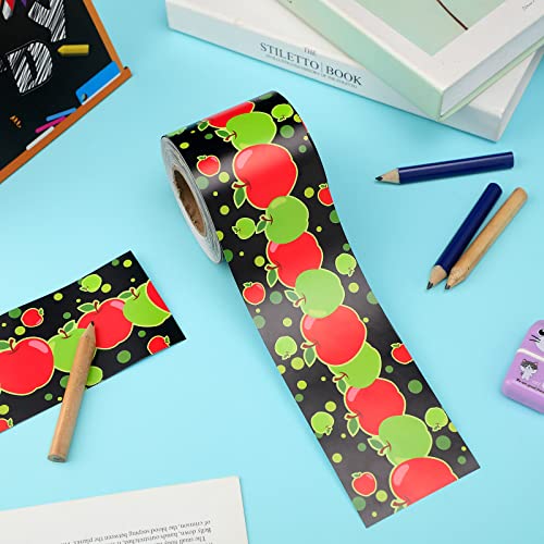 Sherr 72.18 ft Apple Border Trim Apples Shape Bulletin Board Border Apple Pattern Border Rolled Bulletin Board Decorations for Classroom Chalkboard School Kitchen Cottage