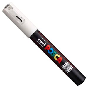Posca - Ultra Fine to Fine Paint Marker Pens Set - PC-1MR, PC-1M, PC-3M - White Ink - Pack of 3