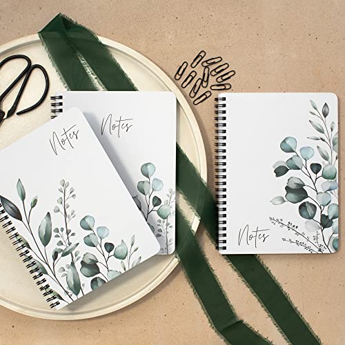 Aesthetic Spiral Notebook Set of 3 For Women - Cute College Ruled 8x6" Journal and Notebook With Large Pockets And Lined Pages - Perfect to Stay Organized and Boost Productivity at Work or School