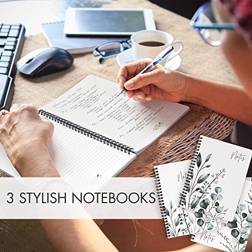 Aesthetic Spiral Notebook Set of 3 For Women - Cute College Ruled 8x6" Journal and Notebook With Large Pockets And Lined Pages - Perfect to Stay Organized and Boost Productivity at Work or School