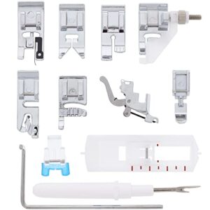 sewable 12 piece presser feet set | low shank snap on sewing machine foot set fits brother, janome, singer, baby lock, kenmore, and other low shank machines