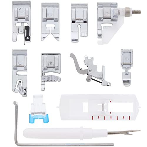 Sewable 12 Piece Presser Feet Set | Low Shank Snap On Sewing Machine Foot Set Fits Brother, Janome, Singer, Baby Lock, Kenmore, and Other Low Shank Machines