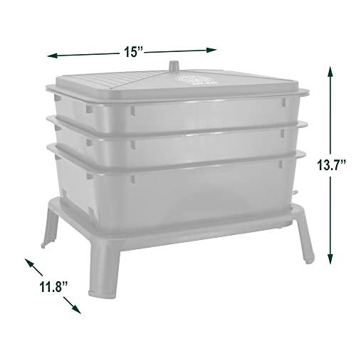 Worm Nerd WN53 4-Tray Worm Composting Bin Kit with Coco Coir Brick for Recycling Food Waste, Worm Castings, Worm Tea, Vermiculture and Vermicomposting, Tan