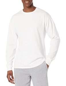 hanes originals long sleeve garment dyed t-shirt, 100% cotton tees for men, white