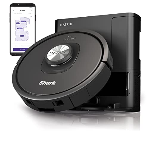 Shark RV2310AE Matrix Self-Emptying Robot Vacuum with Bagless, 45-Day Capacity, Self-Cleaning Brushroll for Pet Hair, No Spots Missed on Carpets & Hard Floors, Precision Home Mapping, Wi-Fi, Black