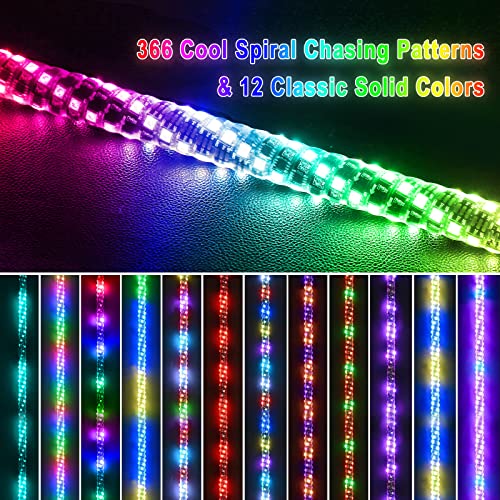 3FT-2PC LED Whip Lights for UTV RGB Chasing/Dancing Light Remote Control APP-Supported, 600+ Color Mode Combinations, RGB Chasing Lighted Antenna Whips for UTV, ATV, Truck, Dune Buggy