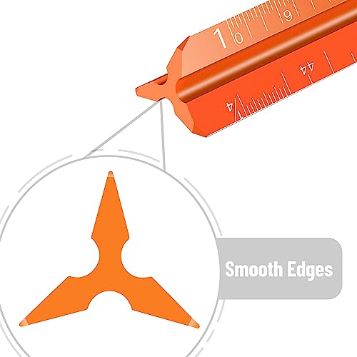 Mr. Pen- Small Architectural Scale Ruler, Aluminium, 6 Inch, 2 Pack, Green and Orange, Pocket Size Ruler, Triangle Ruler, Metal Ruler Set, Architect Scale Ruler for Blueprints