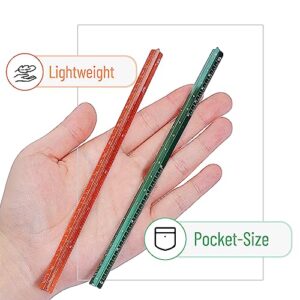 Mr. Pen- Small Architectural Scale Ruler, Aluminium, 6 Inch, 2 Pack, Green and Orange, Pocket Size Ruler, Triangle Ruler, Metal Ruler Set, Architect Scale Ruler for Blueprints