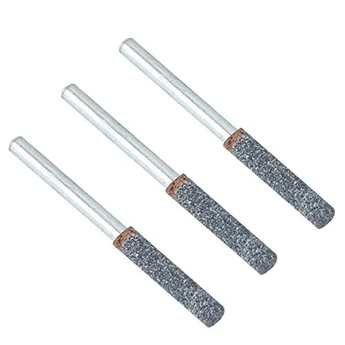 3Pcs 4mm 5/32in Chainsaw Sharpener Burr Stone File Sharpening Tool for Rotating Tool Grinding Stone