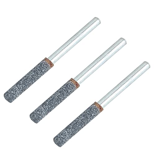 3Pcs 4mm 5/32in Chainsaw Sharpener Burr Stone File Sharpening Tool for Rotating Tool Grinding Stone