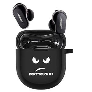 cacoe silicone case for bose quietcomfort earbuds ii 2022,protective skin bose quietcomfort earbuds 2 case cover shockproof cute funny print accessories with keychain（black）