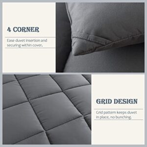 WhatsBedding Grey Comforter Set, Queen Lightweight Comforter Duvet Set for Summer,3 Pieces