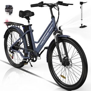 hitway electric bike for adults 26" x2.35 fat tire electric mountain bike with 500w motor, ebkie with 36v 15ah removable battery bicycle, long range 21-55mile with 7 gears e bike