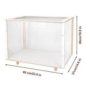 Cawuwe Wooden Hamster Cage Large for Small Animal Habitat for Rabbits Guinea Pigs Chinchillas Syrian Hamsters Home with Acrylic Transparent Board Oblique Opening Hamster Play House