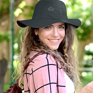 BROTOU Sun Hats for Women/Men, UPF 50+ Wide Brim Bucket Hat, Waterproof and Foldable Boonie Hat with UV Protection for Hiking Fishing Garden Safari Beach (Grey)